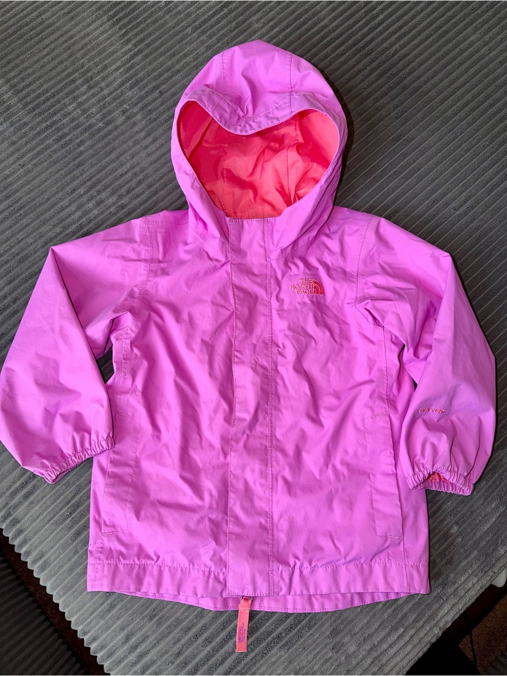The North Face Kids' Pink Hooded Raincoat with Coral Lining